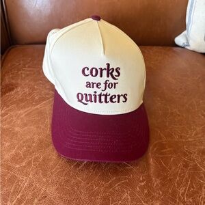 Beige and Burgundy Cap with Fun Slogan